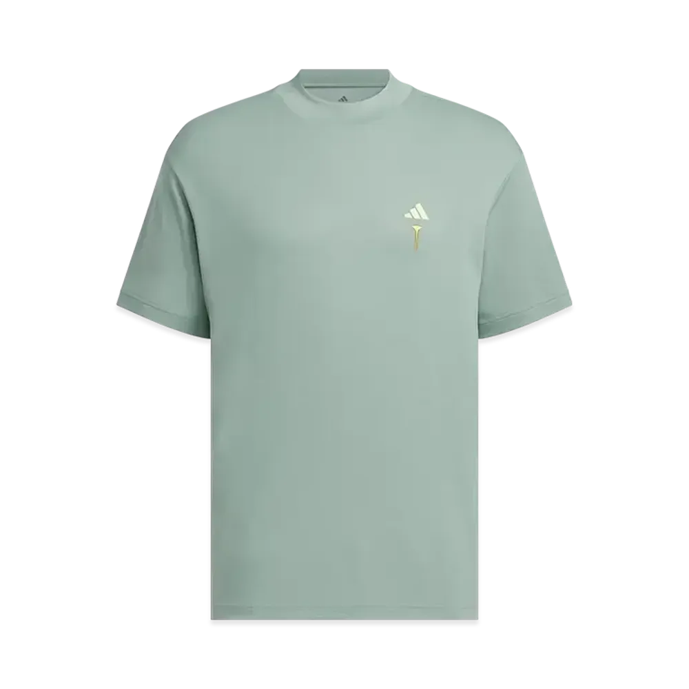 adidas Golf Heat. Rdy Back Graphic Mockneck Short Sleeve T-shirt "Silver Green"