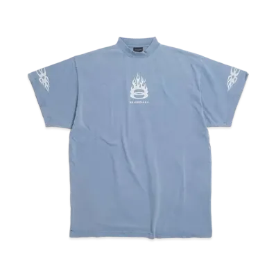 BALENCIAGA Burning Unity T-Shirt Oversized in Vintage Jersey "Light Blue"