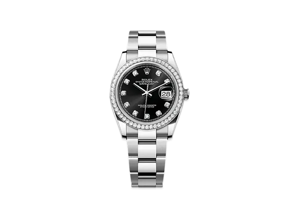 ROLEX Datejust 36 Oystersteel & White Gold Diamonds "Black"