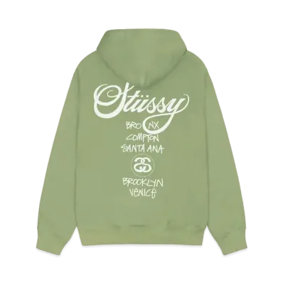 Stussy World Tour Zip Hoodie "Moss"