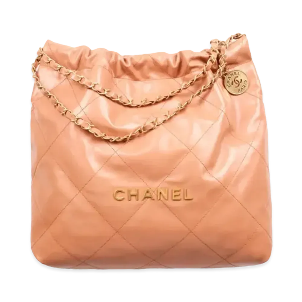CHANEL 22 Hand Bag Shiny Calfskin "Camel/Gold"