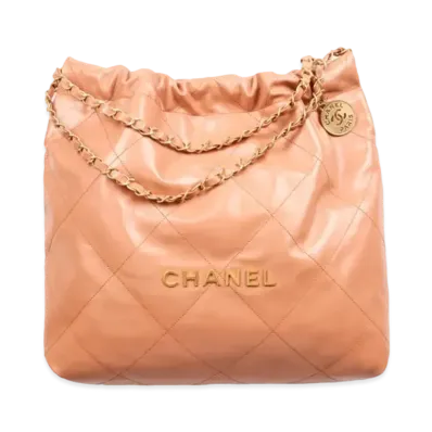 CHANEL 22 Hand Bag Shiny Calfskin "Camel/Gold"