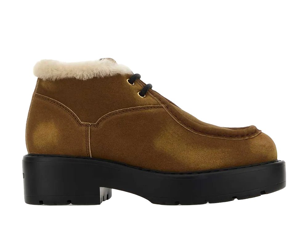MIU MIU Women's Faded Suede Booties "Cinnamon"