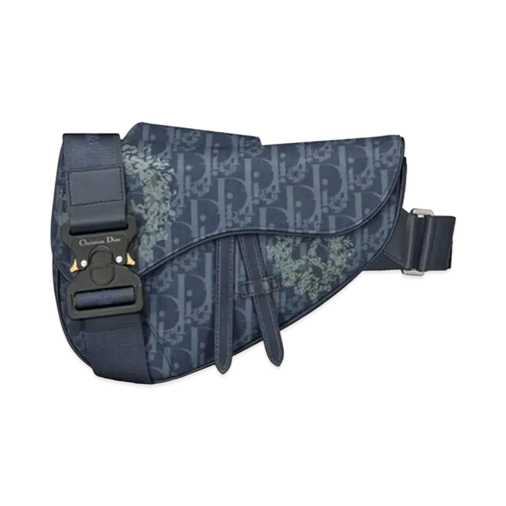 Dior Tears Saddle Bag Dior Oblique and Peace Sign Dior Tears Denim "Blue"