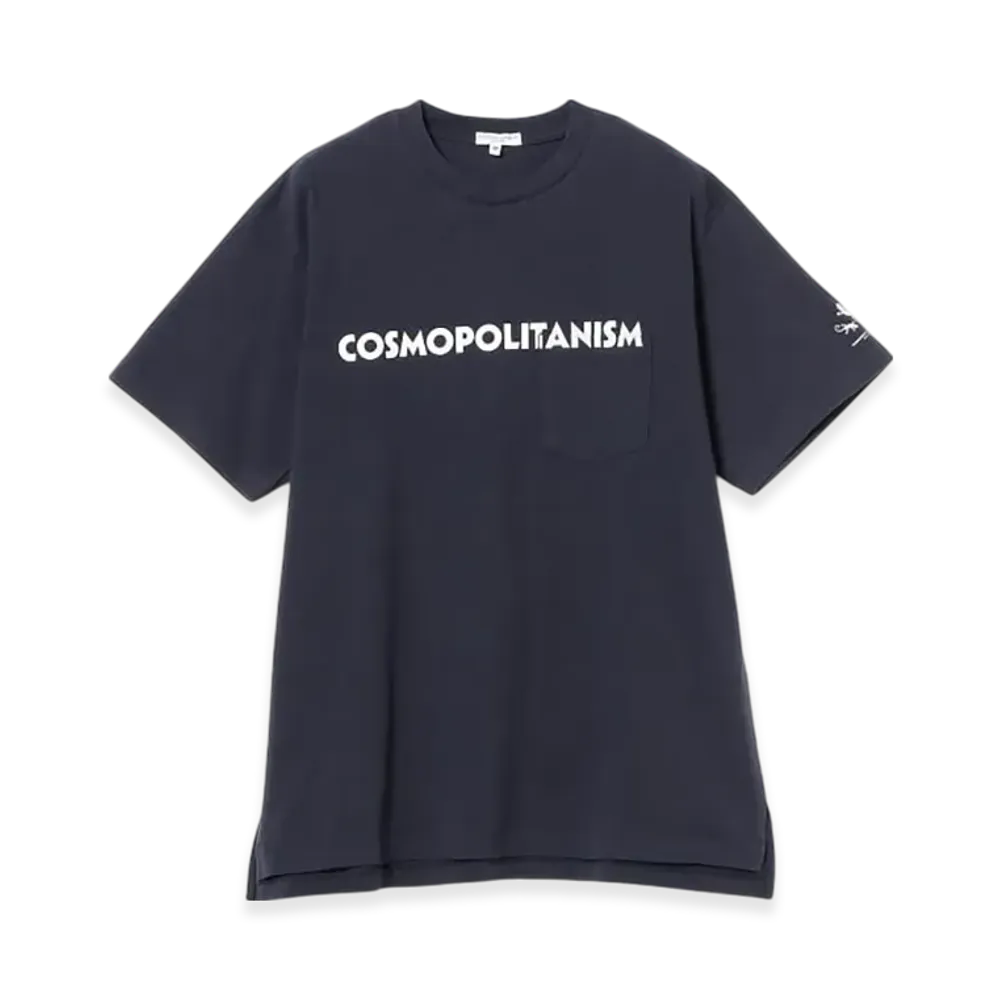 ENGINEERED GARMENTS Printed Cross Crew Neck T-Shirt "Navy"