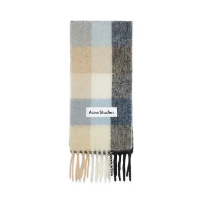 Acne Studios Mohair Check Scarf "Blue/Beige/Black"