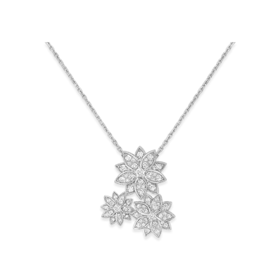 Van Cleef & Arpels Lotus pendant 3 flowers "18K White gold/Diamond"