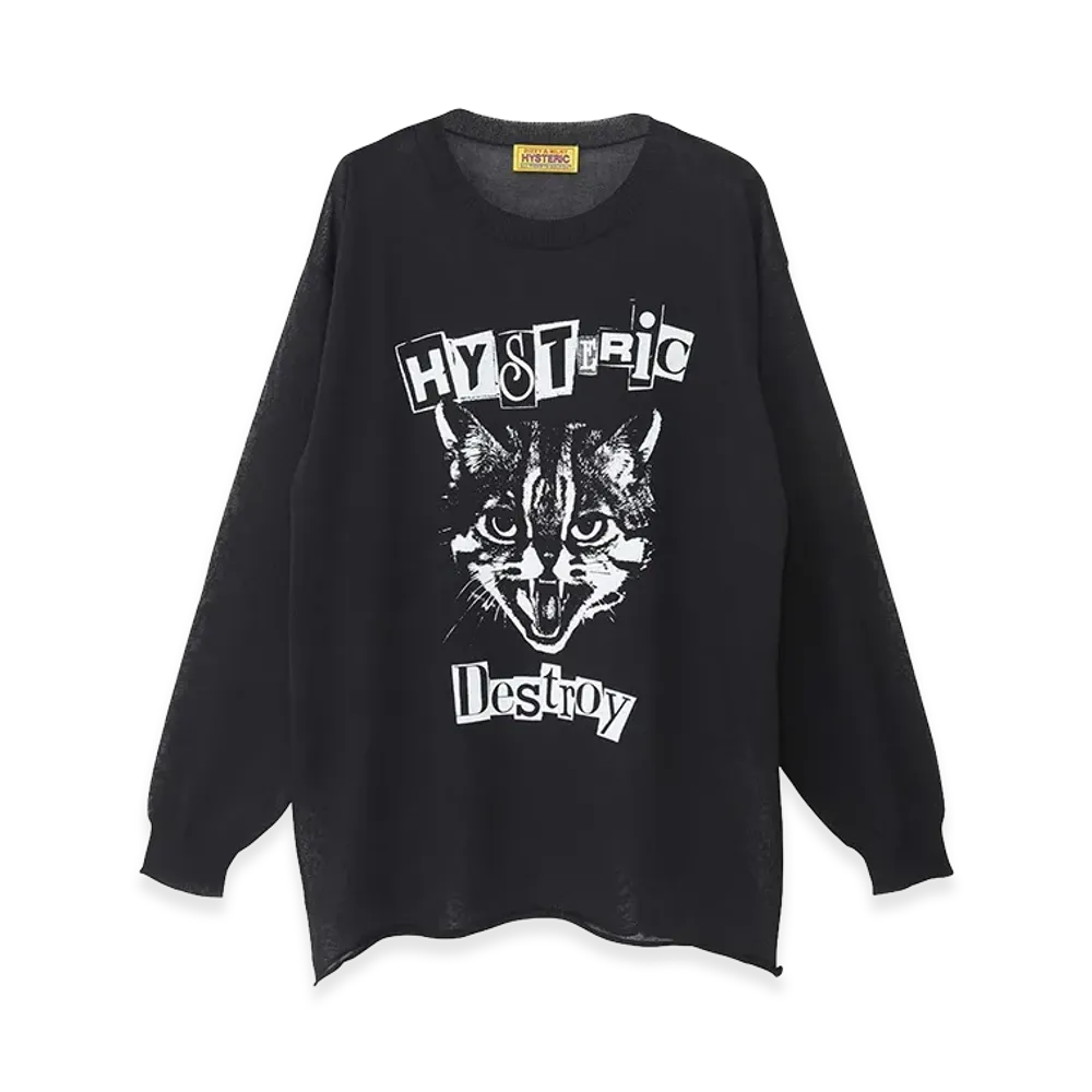 HYSTERIC GLAMOUR Women's Cat Feever Pullover "Black"