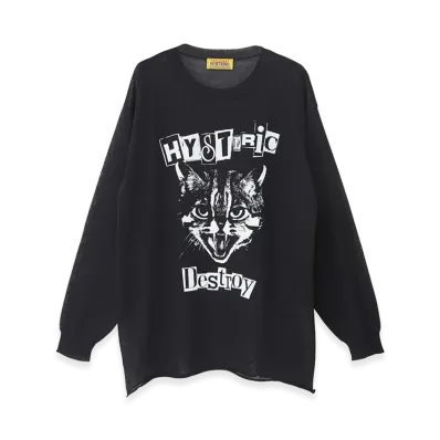 HYSTERIC GLAMOUR Women's Cat Feever Pullover "Black"