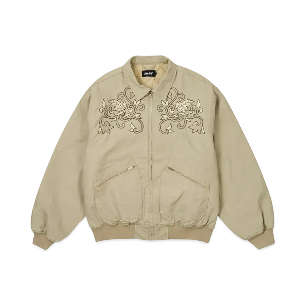 PALACE Floral Canvas Bomber Jacket "Stoney Grey"