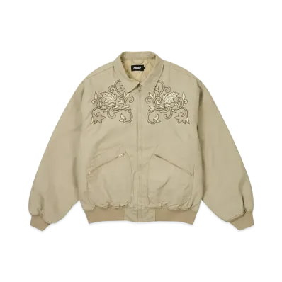 PALACE Floral Canvas Bomber Jacket "Stoney Grey"