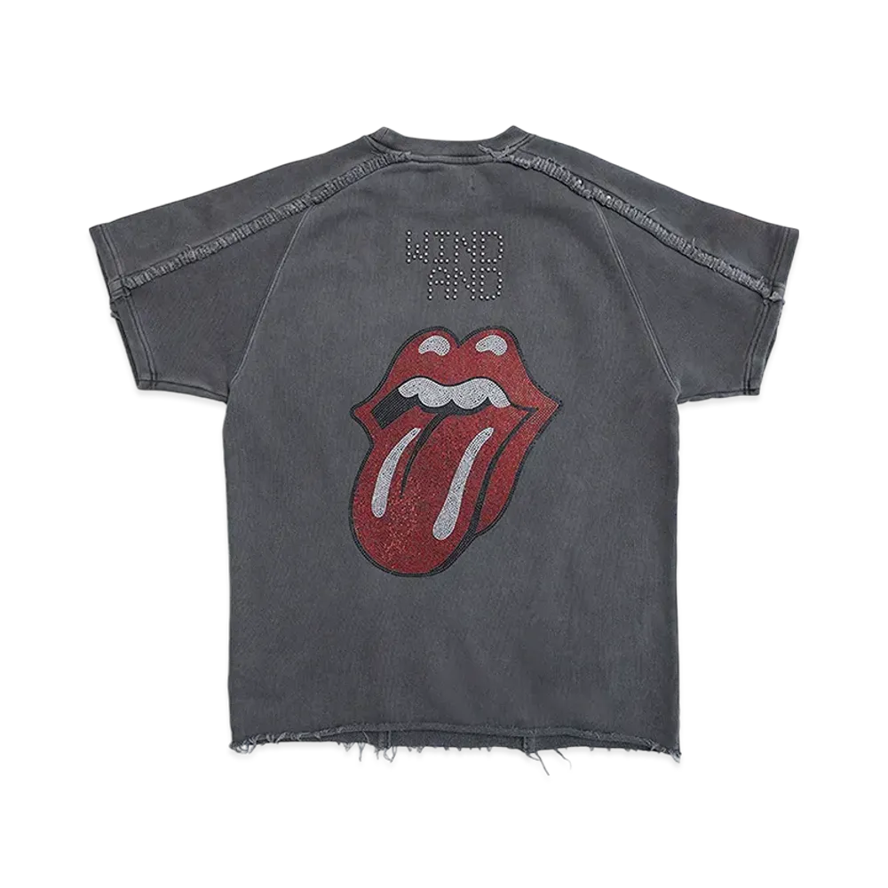 WIND AND SEA x The Rolling Stones Studs And Rhine Stones S/S Tee "Chacoal"