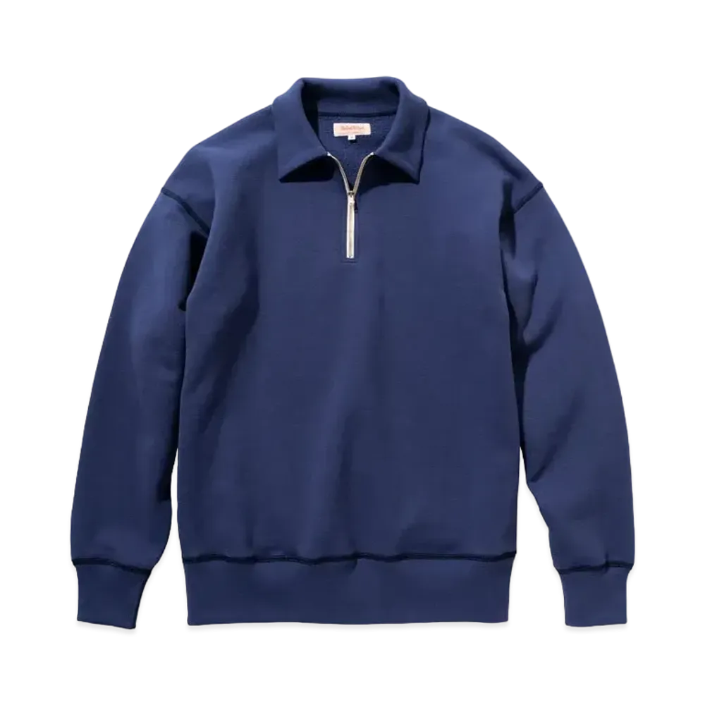 THE REAL McCOY'S 9oz. LOOPWHEEL QUARTER-ZIP SWEATSHIRT "Navy"