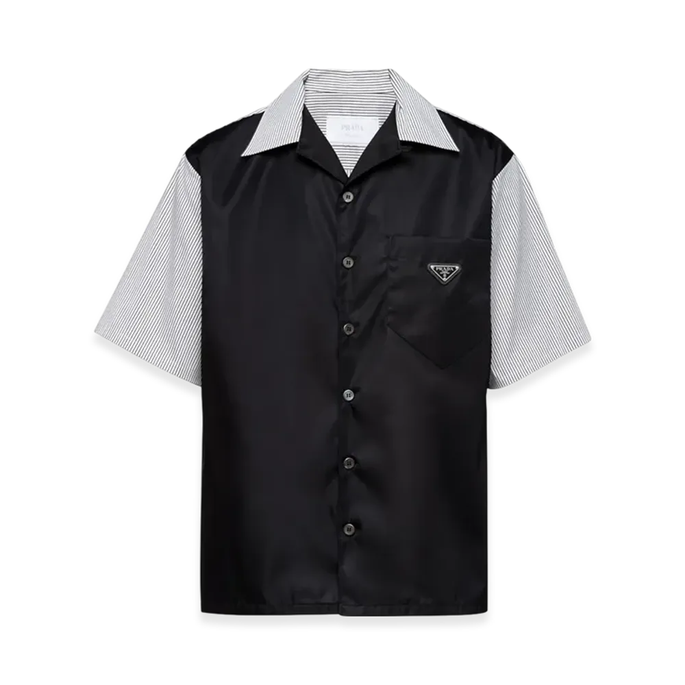 PRADA Stretch Cotton Re-Nylon Shirt "White/Black"
