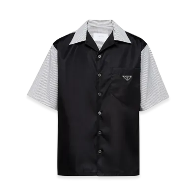 PRADA Stretch Cotton Re-Nylon Shirt "White/Black"