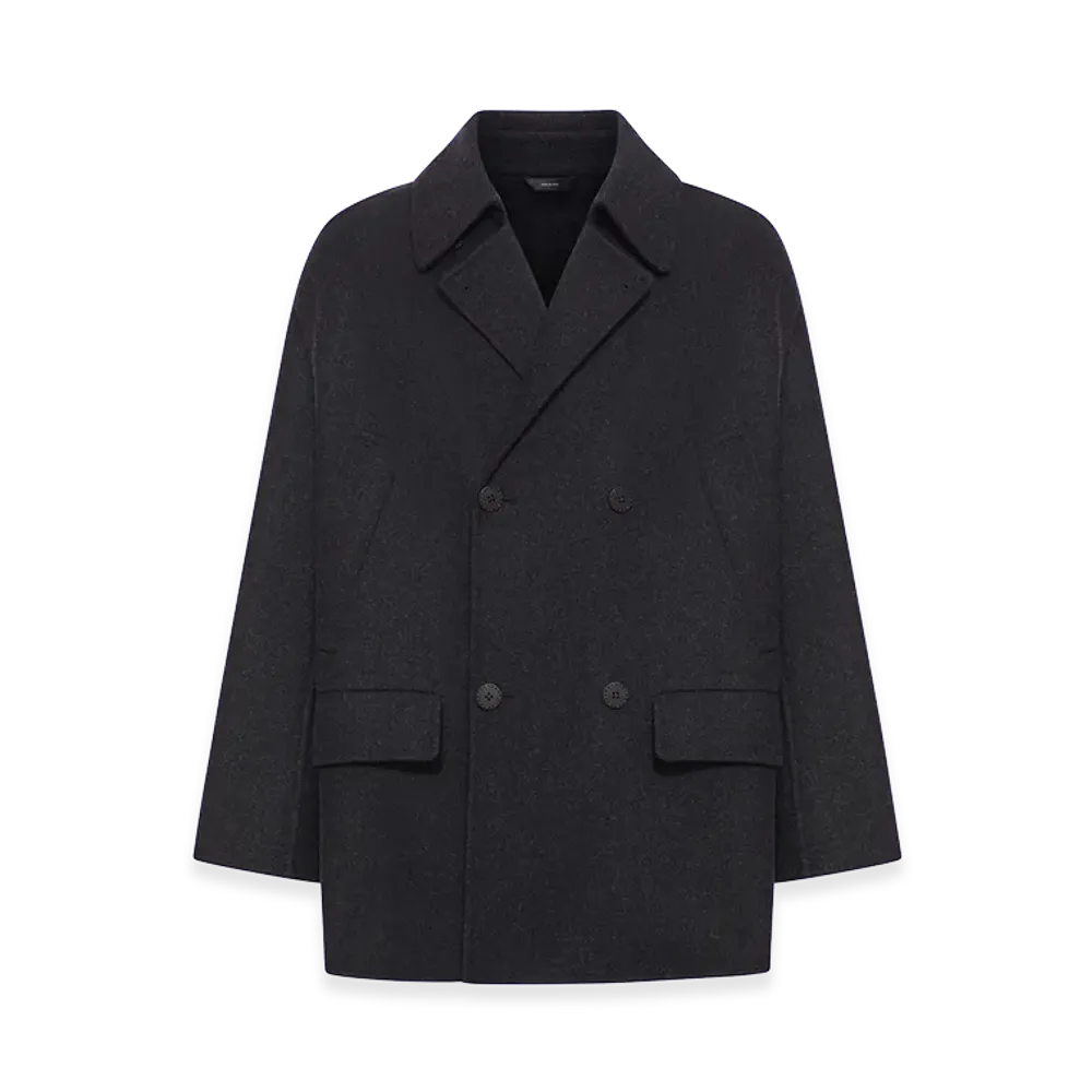 FENDI Double Breasted Wool Caban Coat "Black"