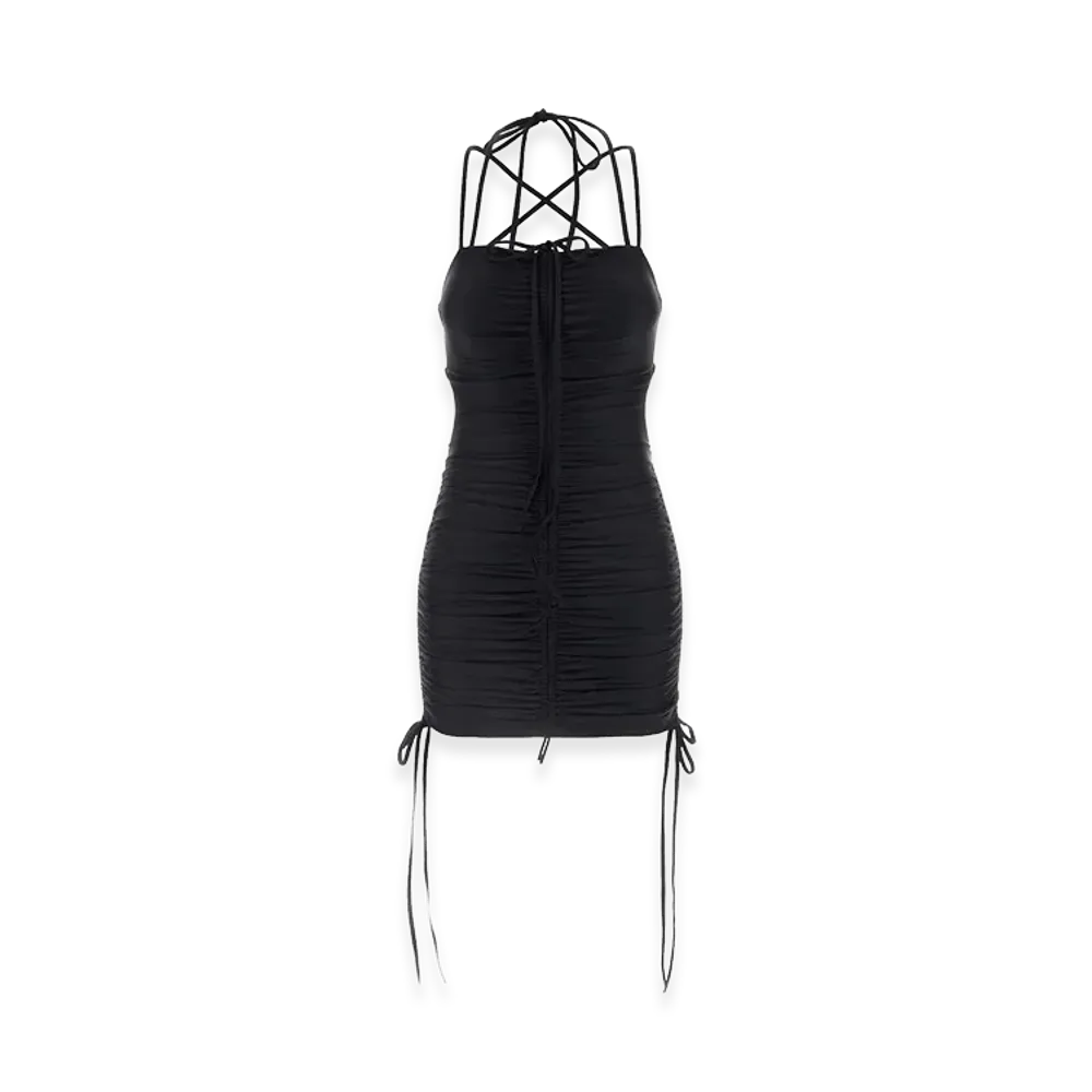 BALENCIAGA Women's Stretch Nylon Mini Dress "Black"