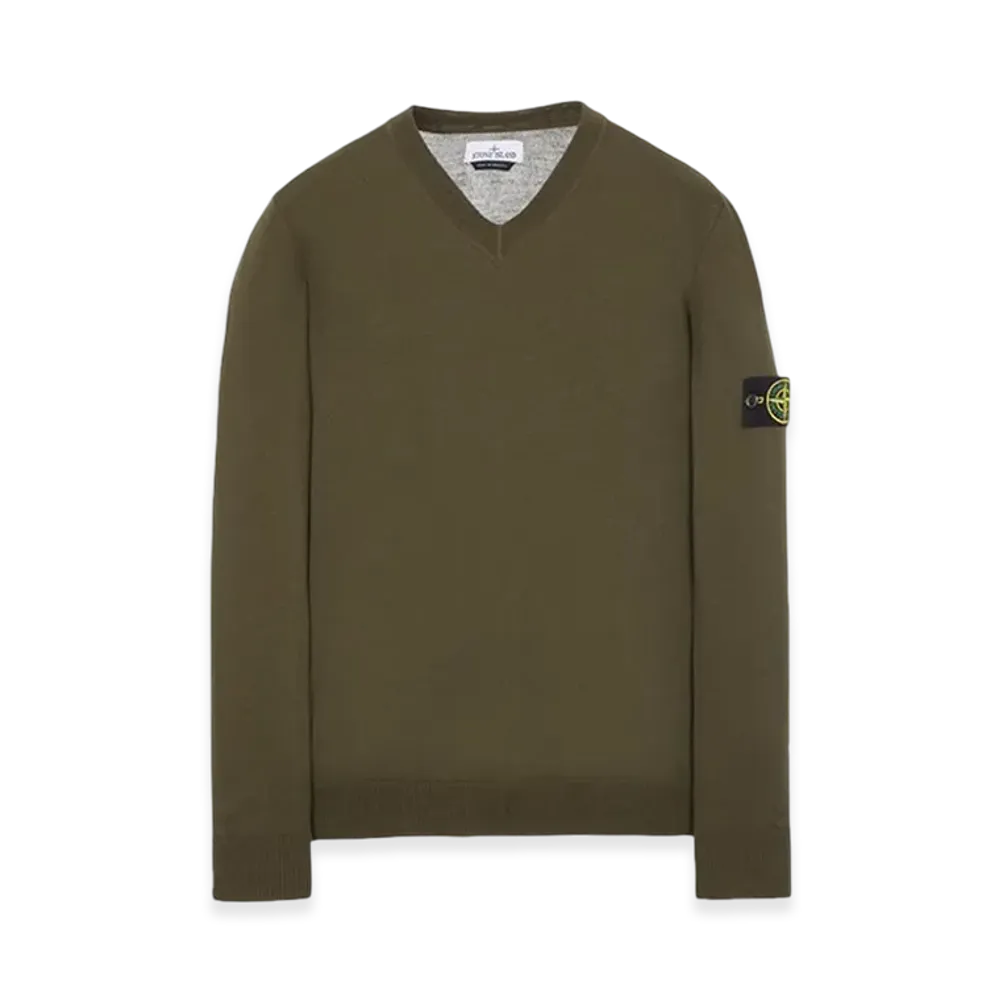 Stone Island 501C4 Pure Light Wool V-Neck Knit - 23FW "Olive Green"