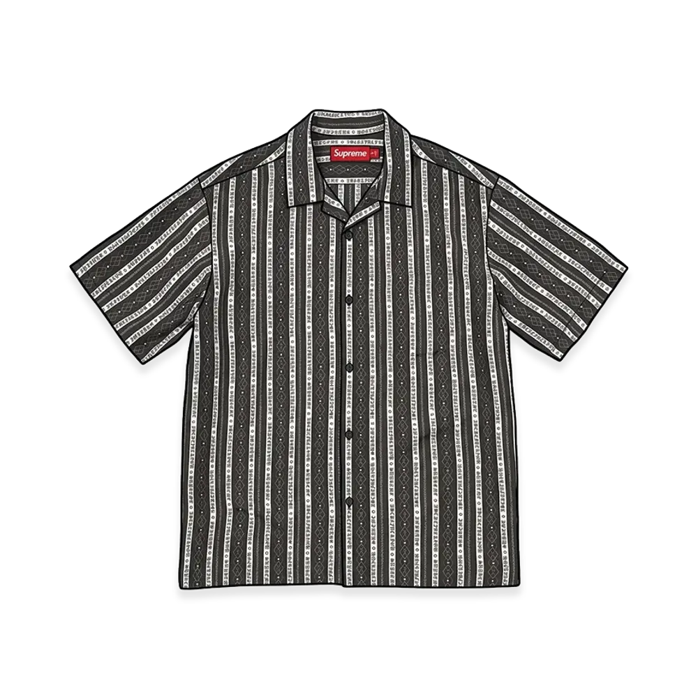 Supreme Old English Stripe Silk S/S Shirt "Black"