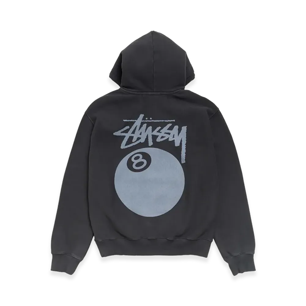 Stussy 8 Ball Hoodie Garment Dyed "Faded Black"