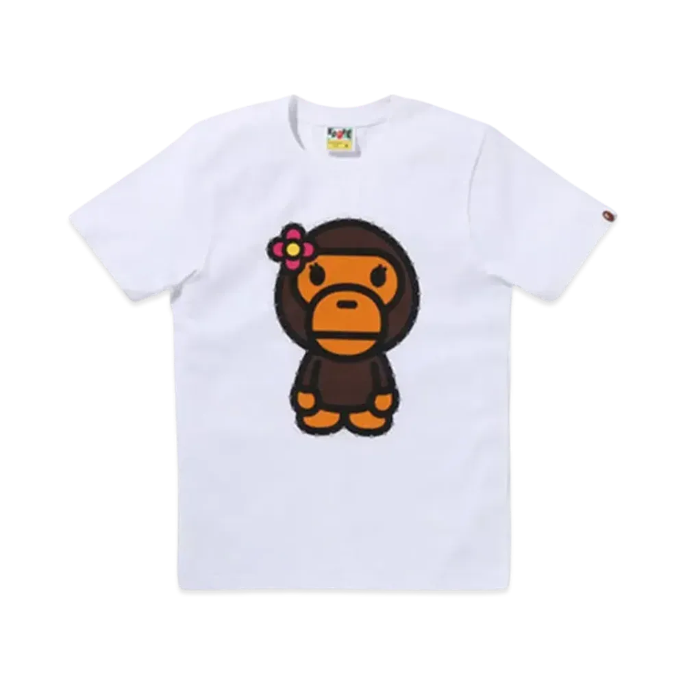A BATHING APE Crystal Stone Big Baby Lisa Tee "White"