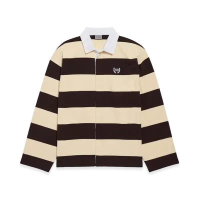 BALENCIAGA Big Stripes Jersey Polo Shirt "Dark Brown/Beige"