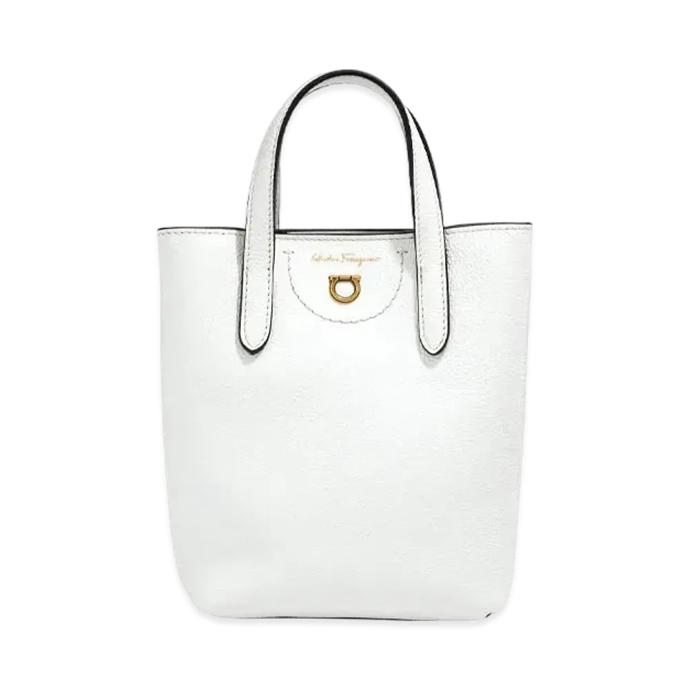 Salvatore Ferragamo Mini Tote Bag "White/Black/Sand"