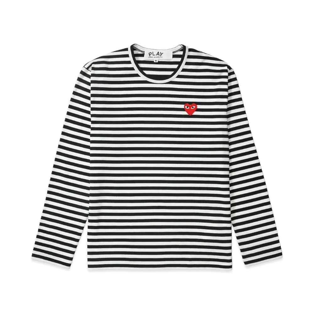 PLAY COMME des GARCONS Unisex Border Long Sleeve T-Shirt AX-T164-051 "Black/White"