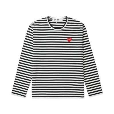 PLAY COMME des GARCONS Unisex Border Long Sleeve T-Shirt AX-T164-051 "Black/White"