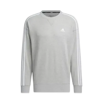 adidas Essentials Plus Loose Fit Three Stripes French Terry Sweatshirt "Medium Grey Heather"