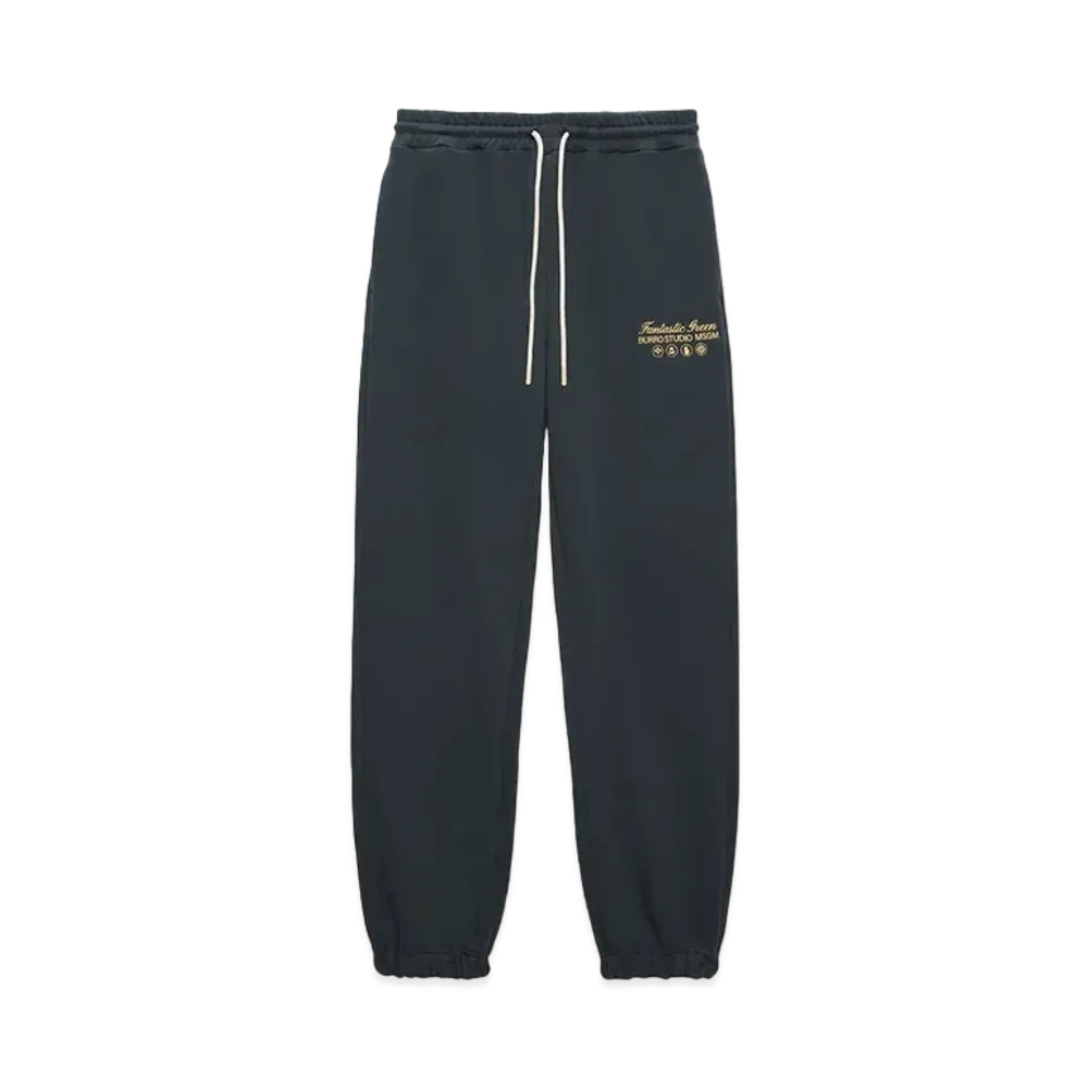 MSGM Organic Cotton Fantastic Green Burro Studio Pants "Navy Blue"