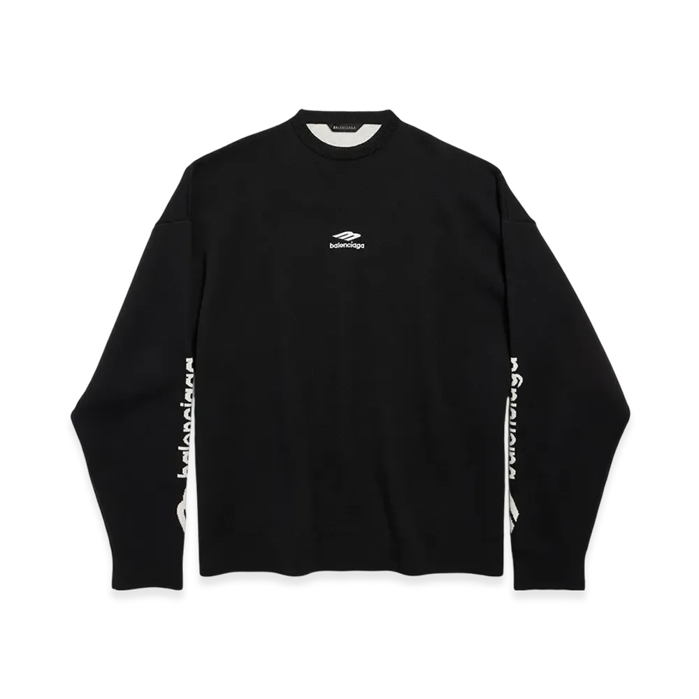 BALENCIAGA 3B Sports Icon Ski Crewneck "Black/White"