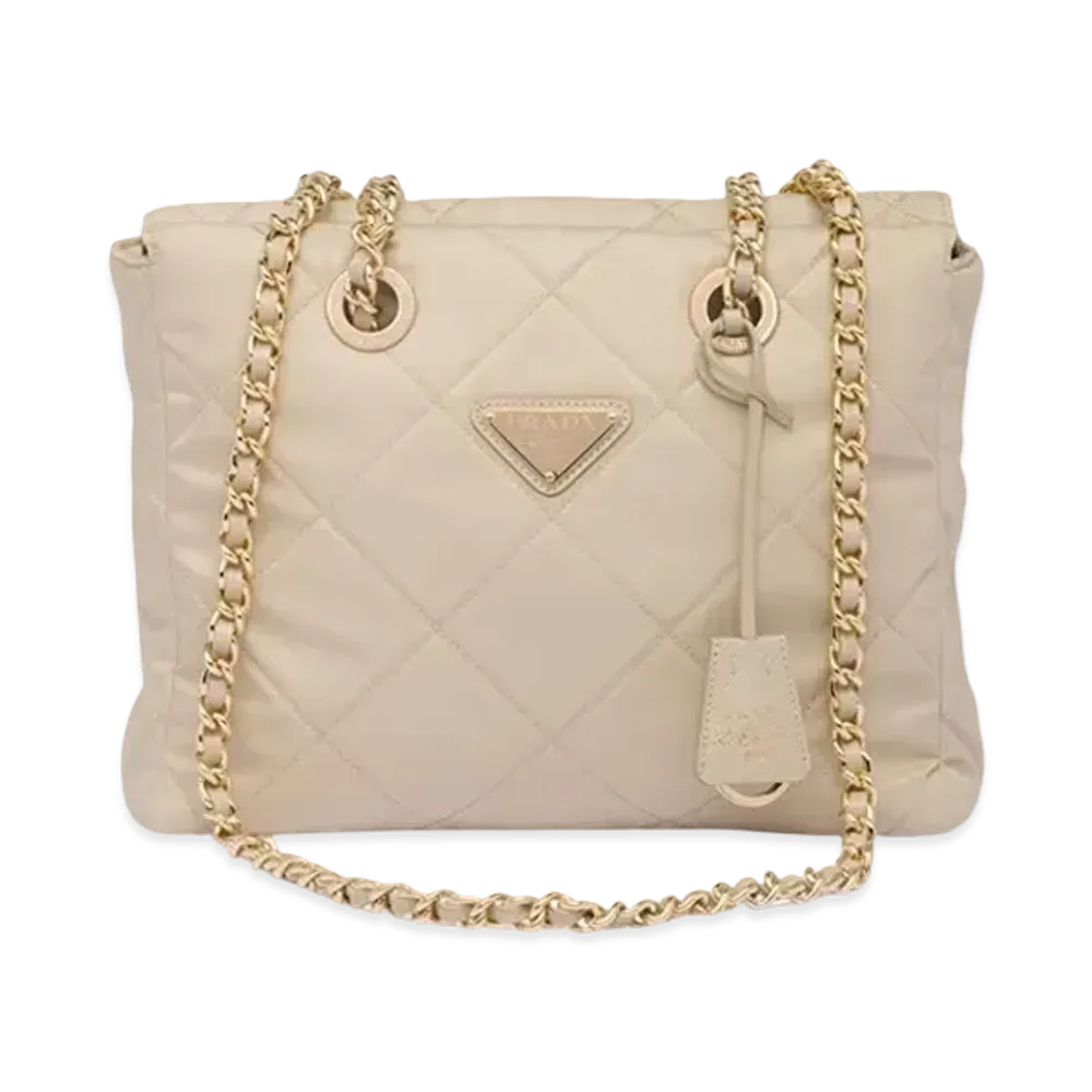 PRADA Re Edition 1995 Chaine Re Nylon Tote Bag "Desert Beige"