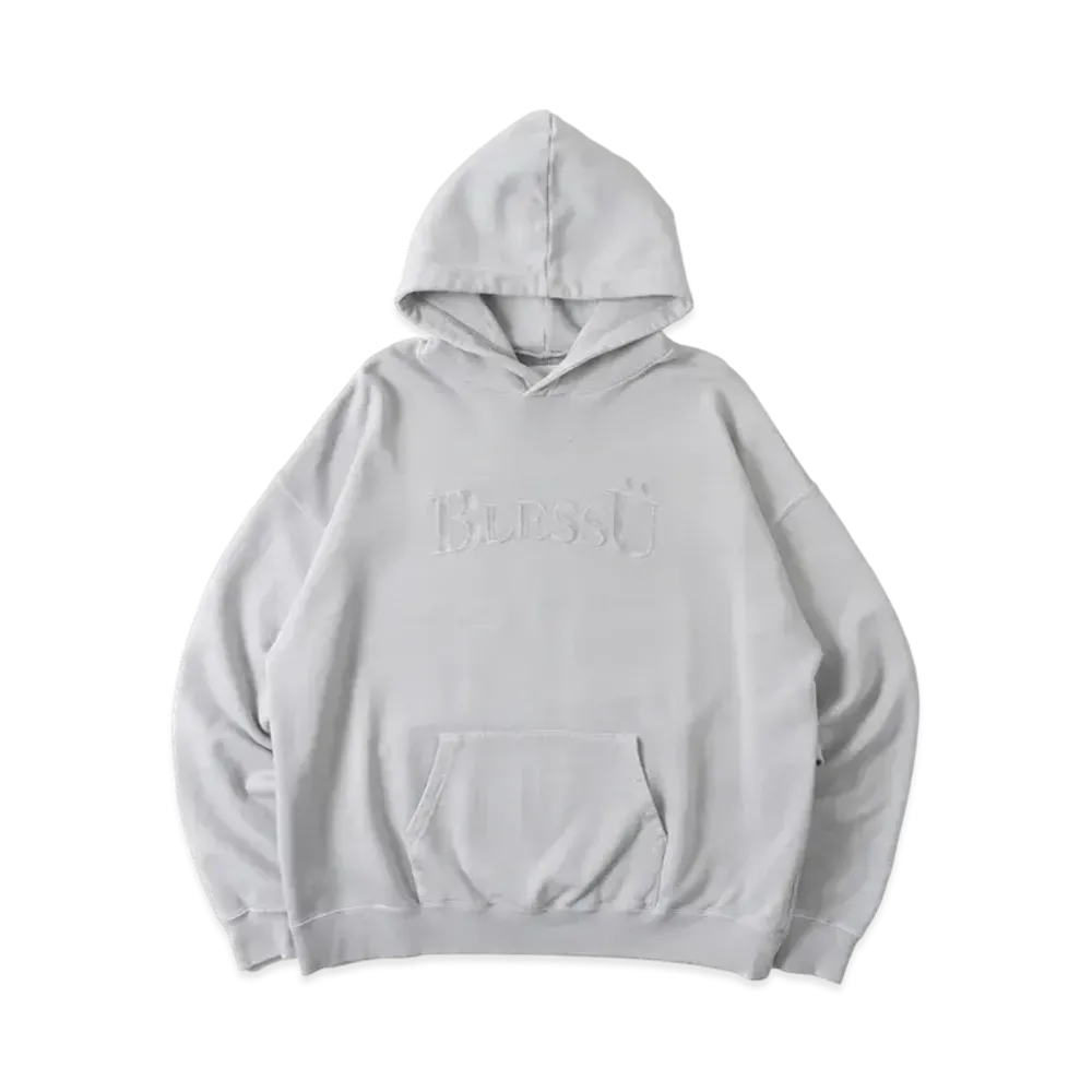 BLESS U BLESS U Pigment Logo Hoodie "Pigment Gray"