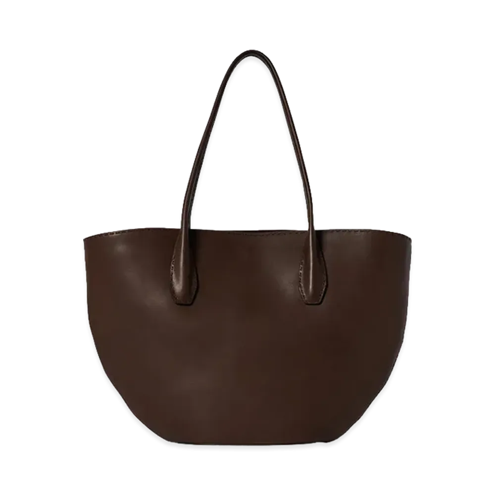 The Row Women's Alger Leather Tote Bag "Deep Brown/Deep Brown"