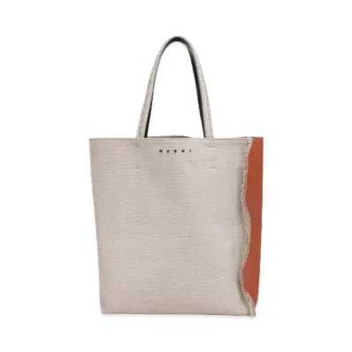 Marni Museo Soft Black Leather & Canvas Shopping Bag "Lust/Black"