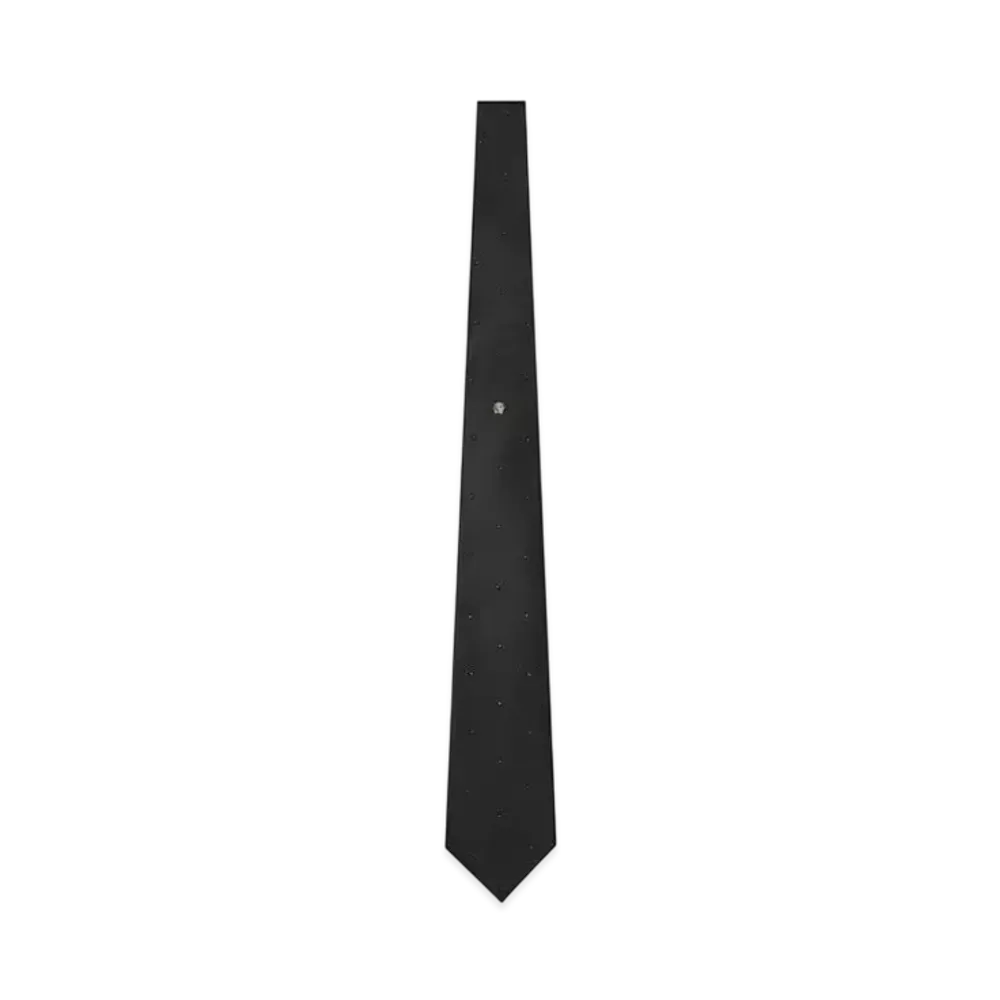 Versace Crystal Medusa Silk Tie "Black"