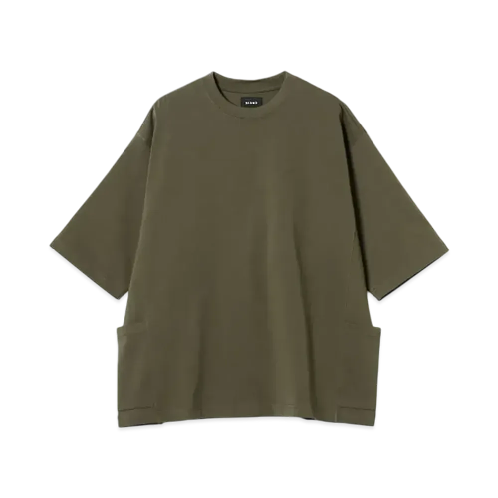 BEAMS Side Pocket Loose Tee "Olive"