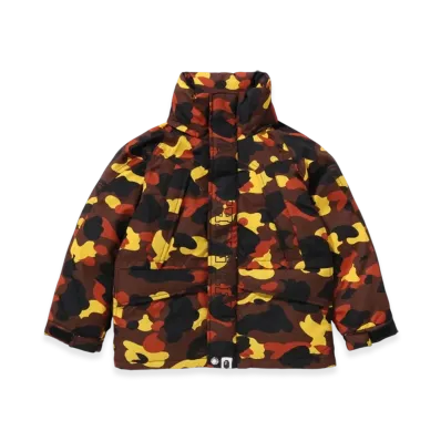 A BATHING APE Junior 1st Camo Snowboard Down Jacket "Orange"