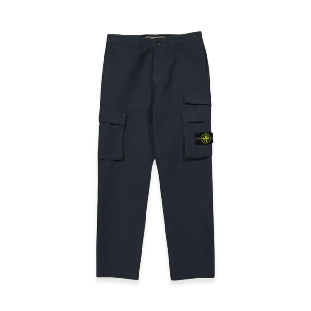 Stone Island 31706 Tela Cotone Lino Fiammato TC Garment Dyed Cargo Pants - 22SS "Avio Blue"