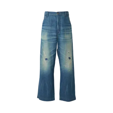 HYSTERIC GLAMOUR Dur Processing Wide Denim Pants "Light Indigo Blue"