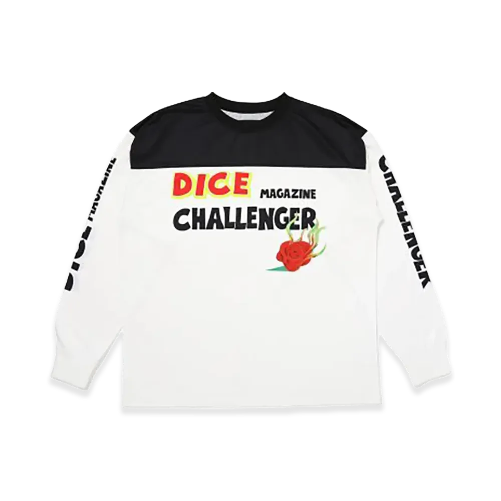 CHALLENGER x Dice Magazine / L/S Dry Dice Tee "White/Black"
