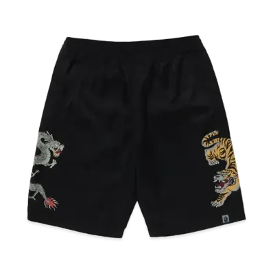 A BATHING APE Japanese Motif Shorts "Black"