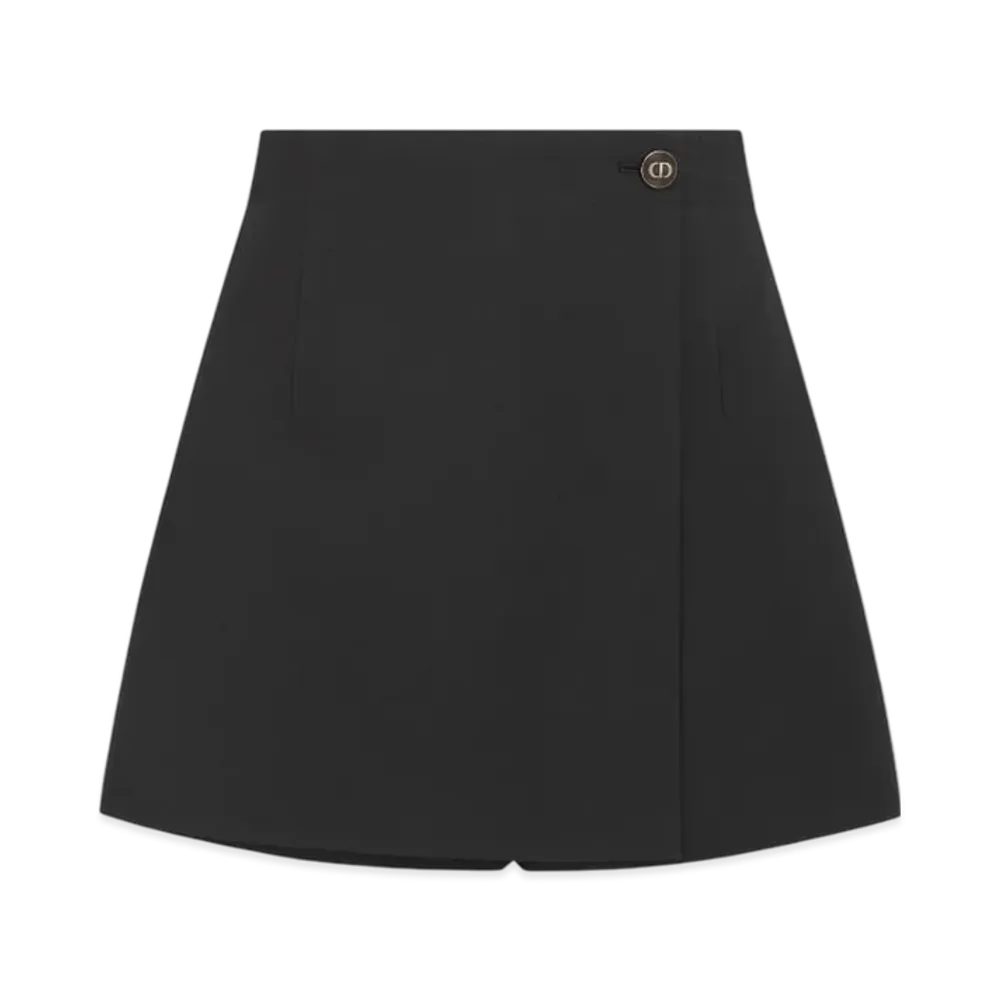 Dior Women's Skort with CD Button Wool and Silk "Black"