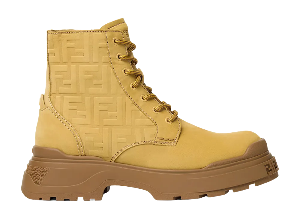 FENDI Beige Suede Force Light Ankle Boots "Beige/tan"