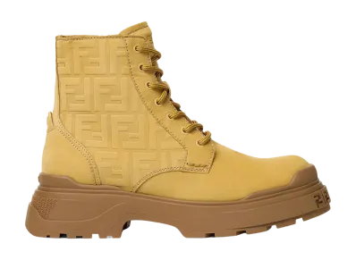 FENDI Beige Suede Force Light Ankle Boots "Beige/tan"