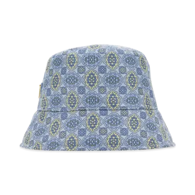 PRADA Women's Printed Re-Nylon Bucket Hat "Lightblue"