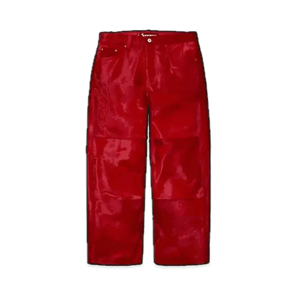 Supreme Ponyhair Loose Fit 5-Pocket Jean "Red"