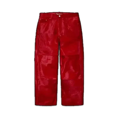 Supreme Ponyhair Loose Fit 5-Pocket Jean "Red"