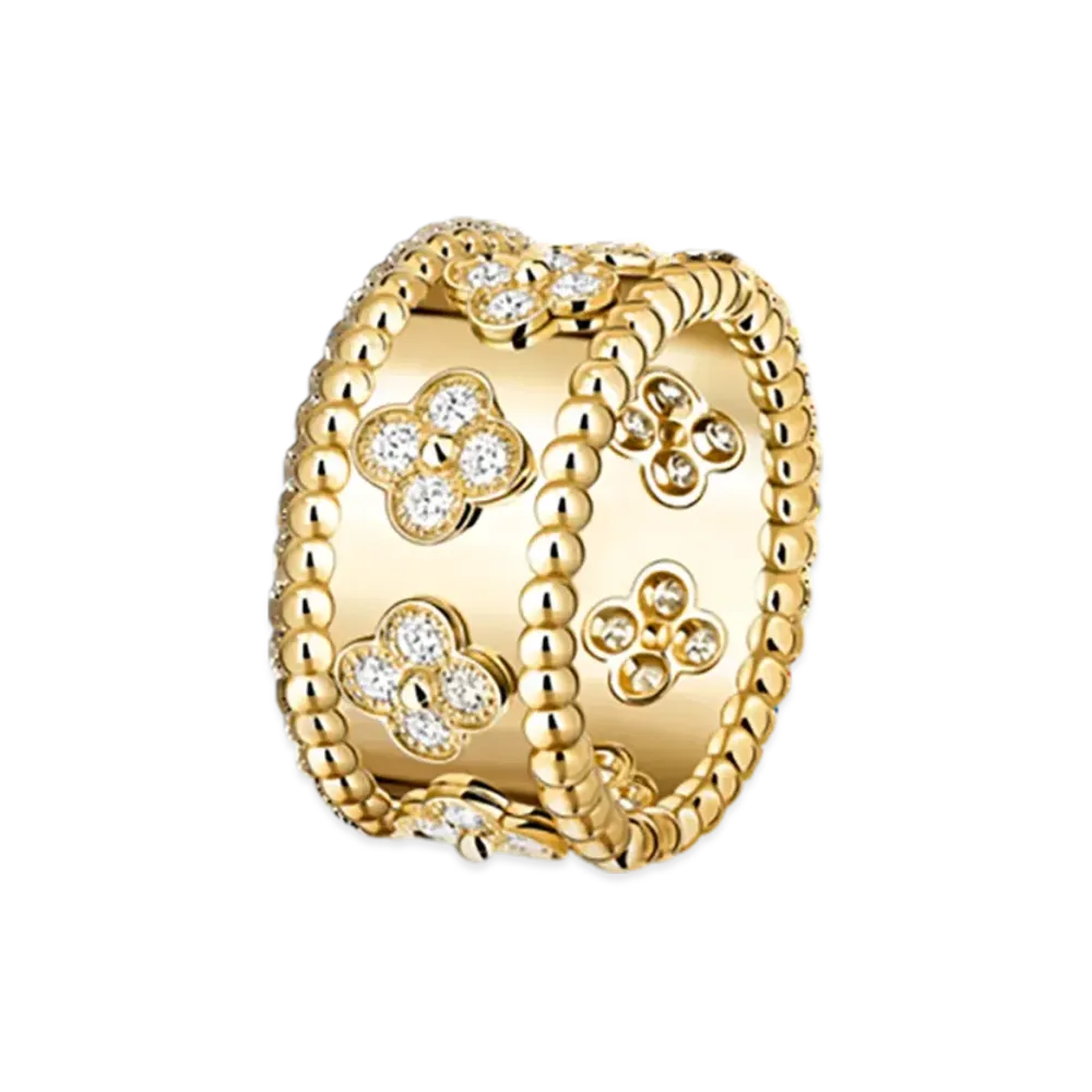 Van Cleef & Arpels Perlee clovers ring small model "18K Yellow gold/Diamond"